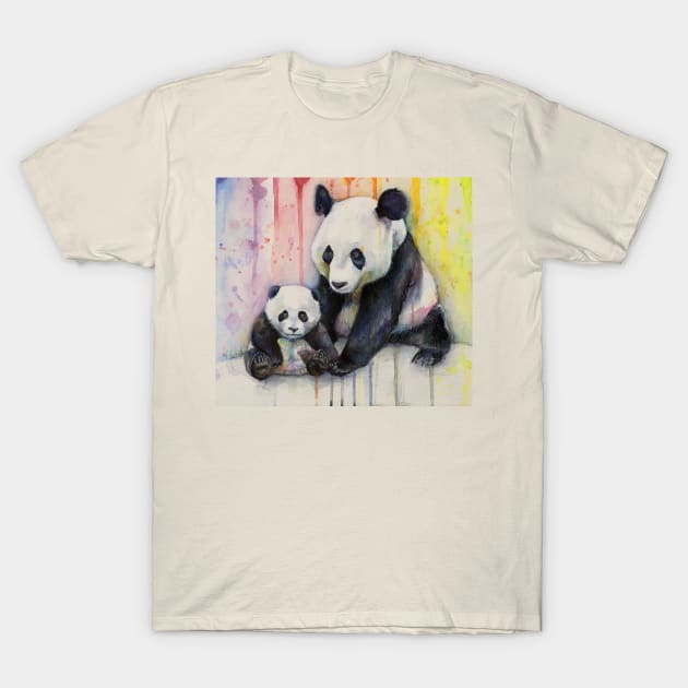 Pandas in the Rainbow T-Shirt by Olechka